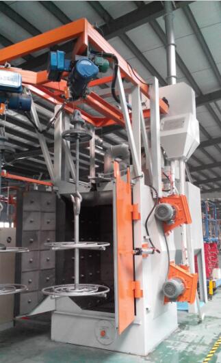 江蘇拋丸機除銹設備 河北張家口新雙鉤吊鉤式拋丸機交付使用